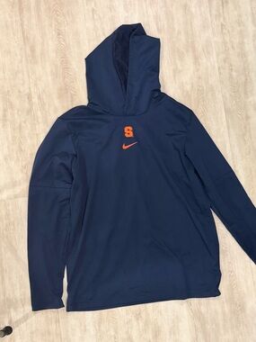 Nike Navy Hoodie with Orange S and Swoosh Logo